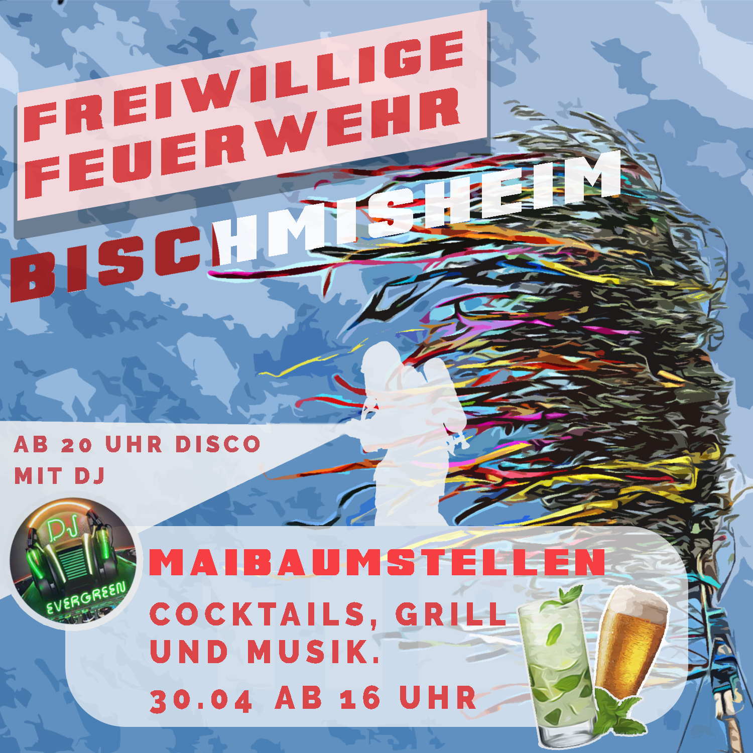 Maibaumstellen der Feuerwehr